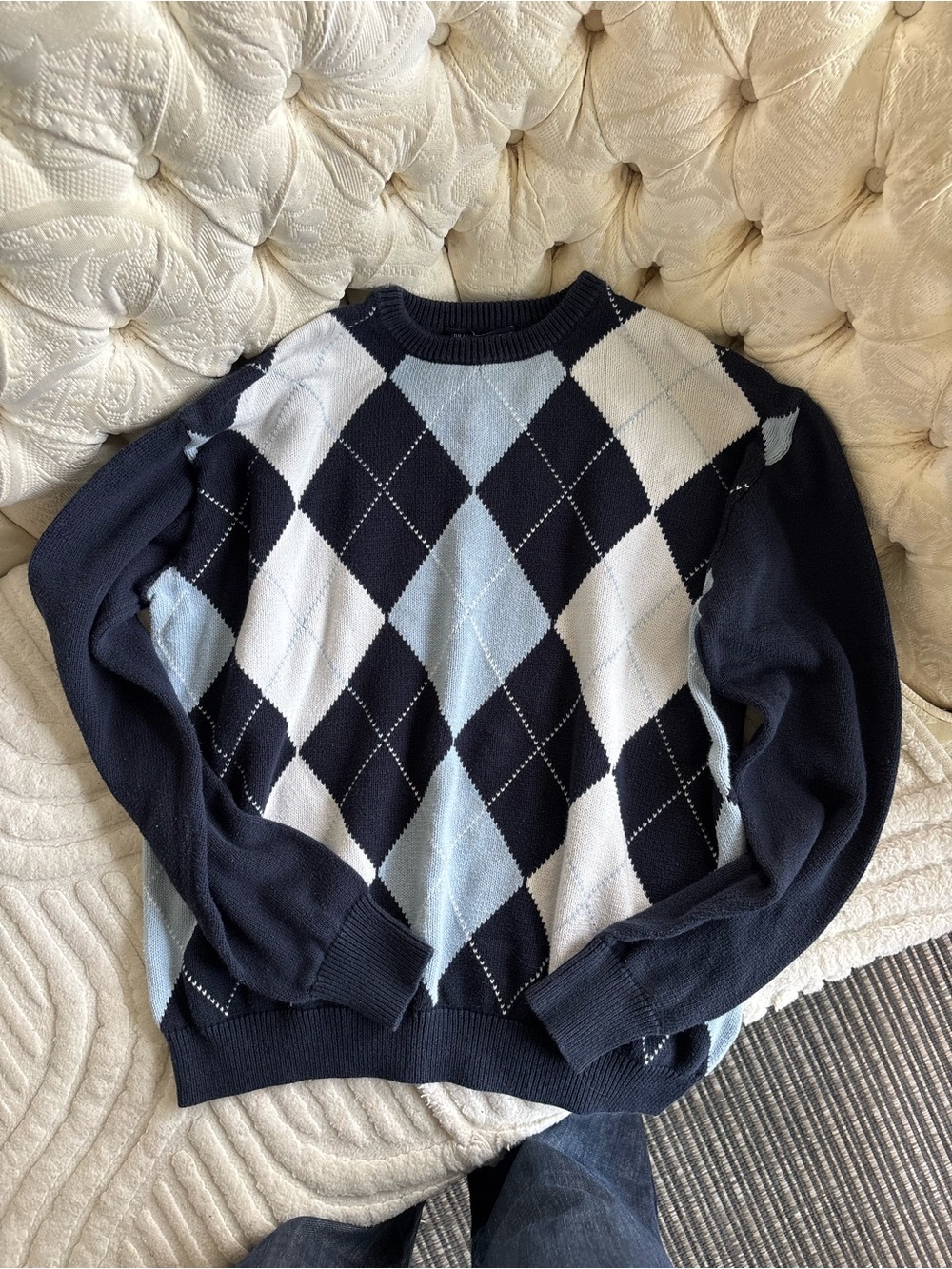 brandy Melville argyle navy crewneck